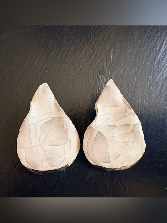 Handmade Enamel Clay Teardrop Earrings - Picture 4 of 9